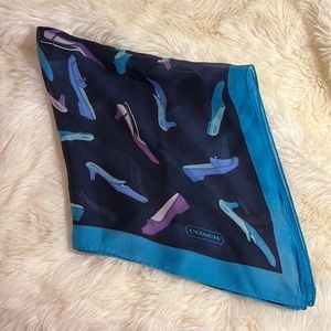 Coach silk chiffon 20 inch square scarf with blue purple shoe print